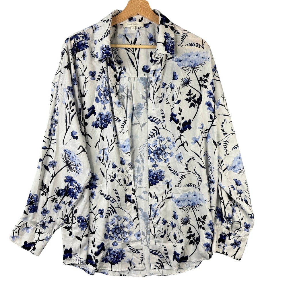 Favorite Daughter The Favorite Shirt Floral Print Button Up Satin Blouse Small